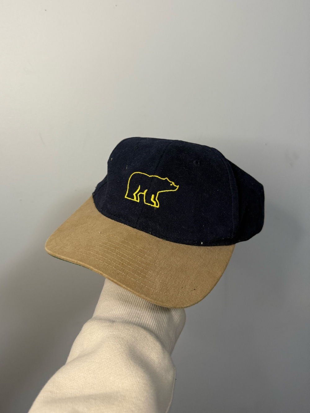 Jack Nicholaus The Bear Gold Cap Navy & Tan Cap with Yellow Bear Embroidery